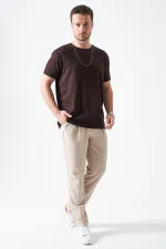 T-shirt imprimé modal Overdose à col rond marron café pour homme