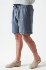 Erkek Antrasit Baggy Double Paça Müslin Şort