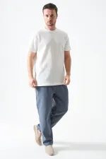 Erkek Antrasit Bel Bağlamalı Baggy Müslin Pantolon