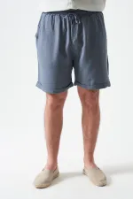 Erkek Antrasit Baggy Double Paça Müslin Şort