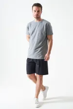 T-shirt basique ottoman gris peint à col rond pour homme