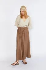 Jupe café pour femme, coutures épaisses, taille élastique