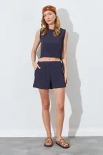 Kadın Antrasit Kolsuz Bluzlu Şortlu Takım