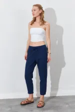 Kadın Lacivert (6813) Paça Pis Dikişli Gabardin Pantolon
