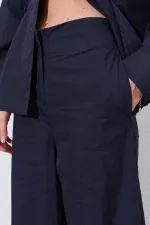 Kadın Siyah Geniş Double Boru Paça Pantolon