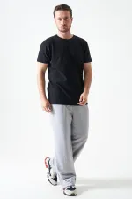 Erkek Siyah Bisiklet Yaka Ottoman Basic Tişört