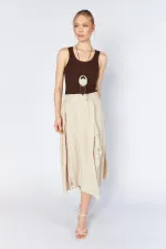 Kadın Taş 3495 Beli Kemerli Parça Detaylı Etek