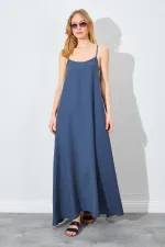 Kadın Antrasit U Yaka Salaş Modal Elbise