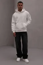 Men's Off-White Hooded Three-Thread Basic Sweatshirt