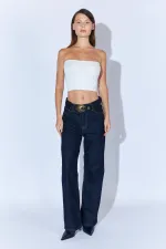 Kadın Rins Yıkama Beş Cepli Palazzo Jean Pantolon