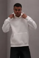 Men's Off-White Hooded Three-Thread Basic Sweatshirt