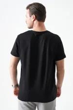 T-shirt noir à col rond en modal pour homme avec impression « MADE WITH »