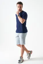 T-shirt basique bleu marine à col rond pour homme