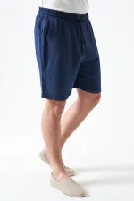 Erkek İndigo Baggy Double Paça Müslin Şort