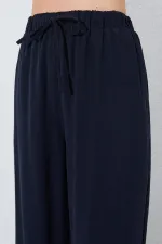 Kadın Siyah Bol Paça Beli Lastikli Pantolon