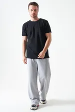 Erkek Siyah Bisiklet Yaka Ottoman Basic Tişört