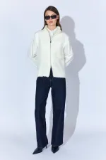 Kadın Ekru Fermarlı Buklet Yelek