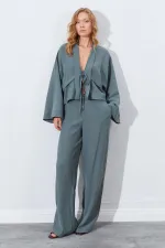 Kadın Haki Palazzo Pantolon