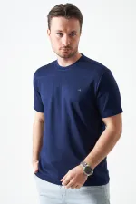 T-shirt basique bleu marine à col rond pour homme