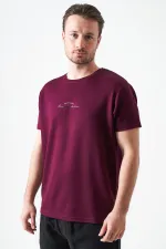 T-shirt homme prune à col rond, fabriqué en modal imprimé