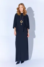 Kadın Siyah 172 Düşük Kol Bluzlu Uzun Pike Modal Etekli Takım