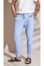 Erkek Mavi Ottoman Kumaş Pantolon