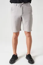 Erkek Gri Beli Yarım Lastikli Gold Şort