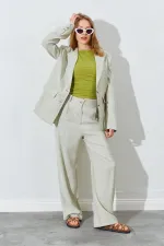 Kadın Çağla Blazer Ceketli Palozzo Modal Pantolonlu Takım