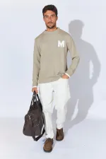 Erkek Vizon Bisiklet Yaka Buklet Kazak