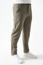 Erkek 2916-Haki Beli Yarım Lastikli ve Fermuarlı Yerli Teknik SRN42 Kumaş Pantolon