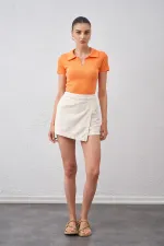 Kadın Taş Yanı Fermuarlı Şort Etek