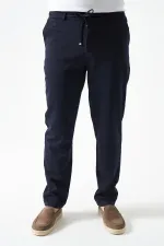 Erkek Lacivert Beli Yarım Lastikli Pike Basic Pantolon