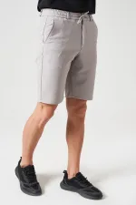 Erkek Gri Beli Yarım Lastikli Gold Şort