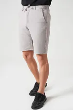 Erkek Gri Beli Yarım Lastikli Gold Şort