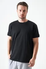 T-shirt basique noir à col rond pour homme