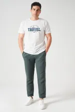 Erkek Çam Yeşili Bel Bağlamalı Müslin Pantolon