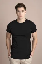 Erkek Siyah Bisiklet Yaka Basic Tişört