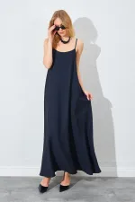 Kadın Siyah U Yaka Salaş Modal Elbise