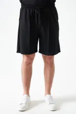 Erkek Siyah Önü Çima Dikişli Modal Şort