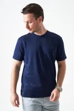 T-shirt basique bleu marine à col rond pour homme