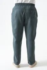 Erkek Çam Yeşili Bel Bağlamalı Baggy Müslin Pantolon