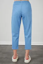 Kadın Mavi (6813) Paça Pis Dikişli Gabardin Pantolon