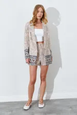 Kadın Vizon Desenli Mini Şort