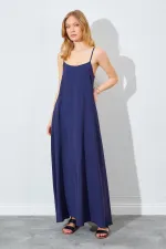 Kadın Lacivert U Yaka Salaş Modal Elbise