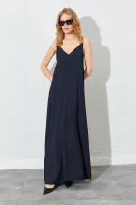 Kadın Siyah V Yaka Salaş Modal Kumaş Elbise