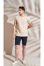 T-shirt basique beige à col rond pour homme