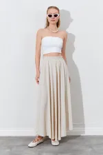 Kadın Taş Beli Lastikli Kloş Uzun Etek