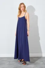 Kadın Lacivert U Yaka Salaş Modal Elbise