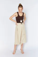 Kadın Taş 3495 Beli Kemerli Parça Detaylı Etek