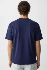 Erkek Lacivert Bisiklet Yaka Modal Basic Tişört